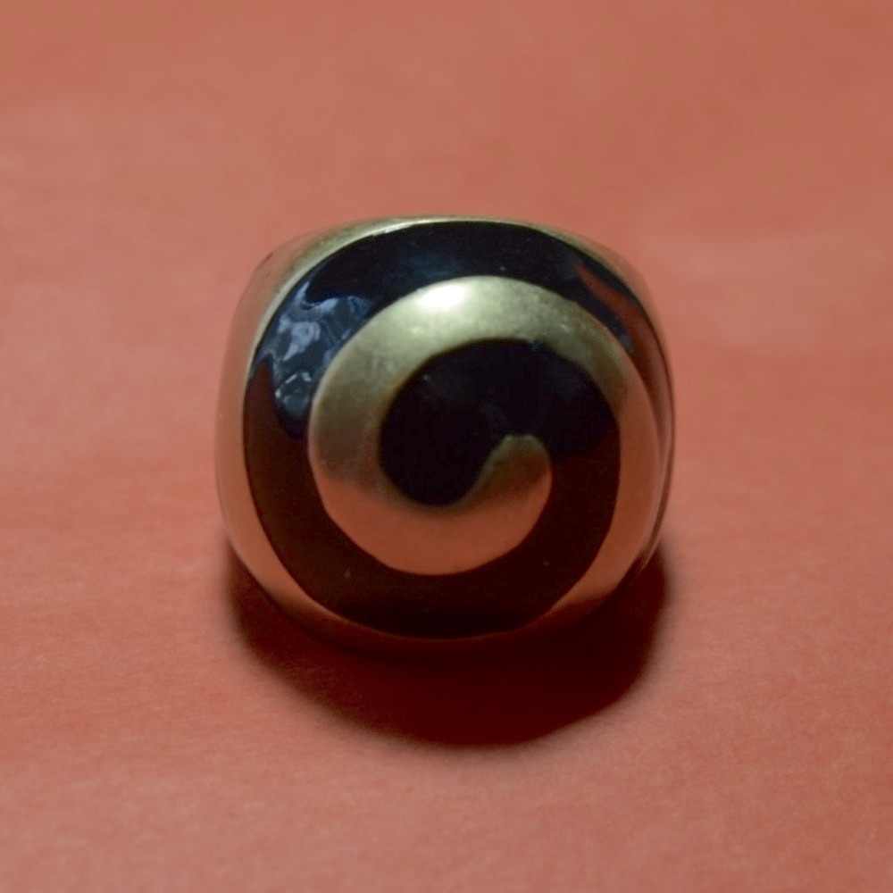 LIA SOPHIA Ring Black Gold Size 7